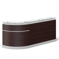 Esquire Curved Glass Top Reception Desk - 96"W x 31"D