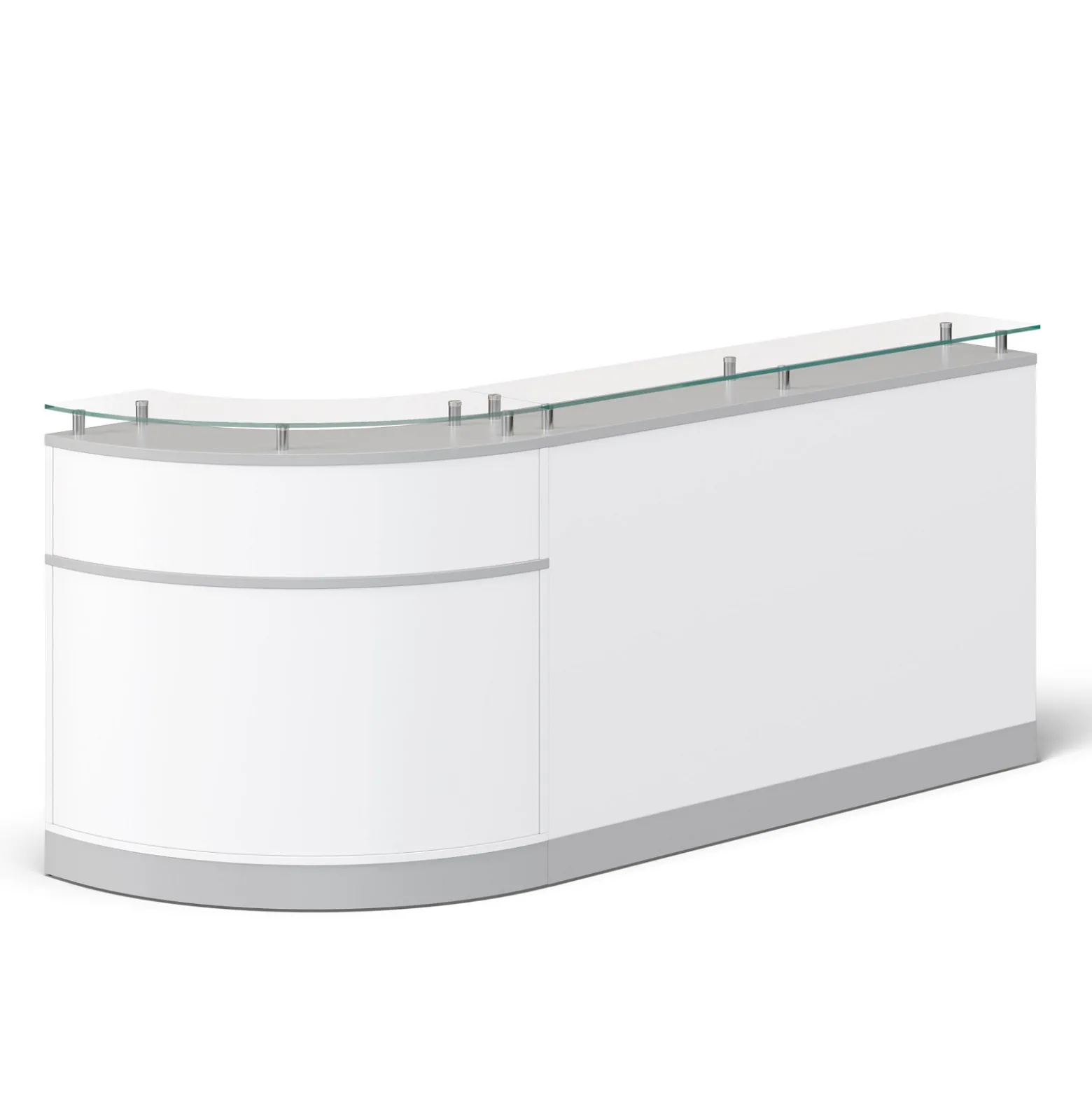 Esquire Curved Glass Top Reception Desk - 96"W x 31"D