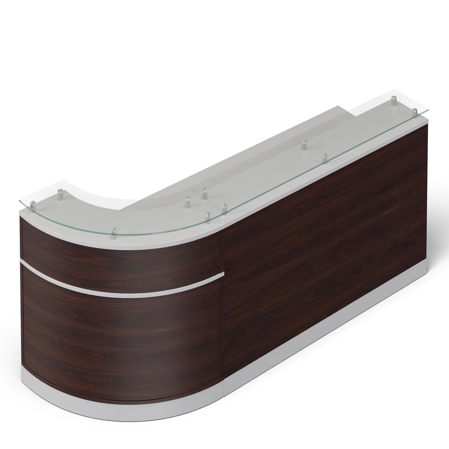 Esquire Curved Glass Top Reception Desk - 96"W x 31"D
