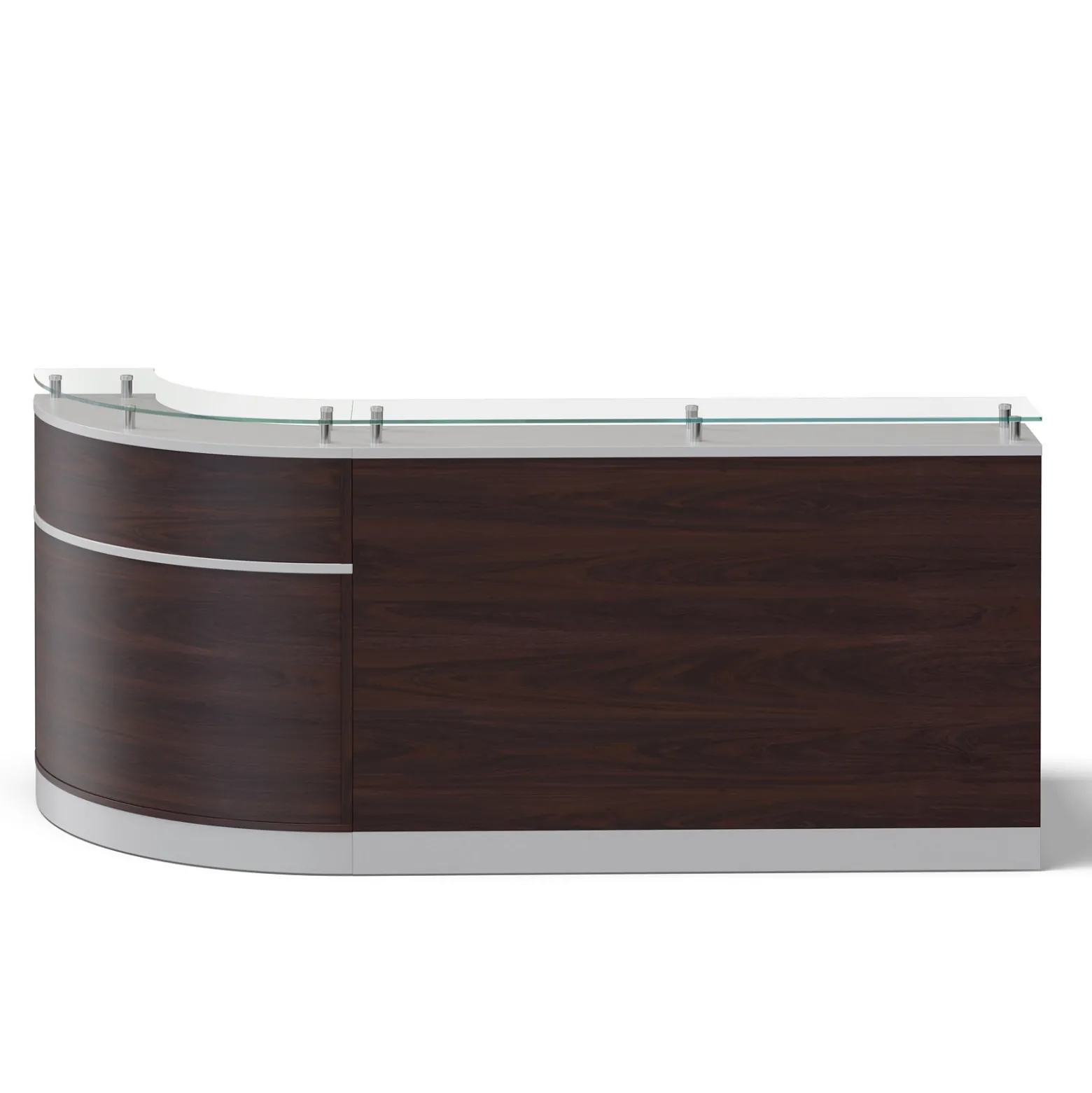 Esquire Curved Glass Top Reception Desk - 96"W x 31"D
