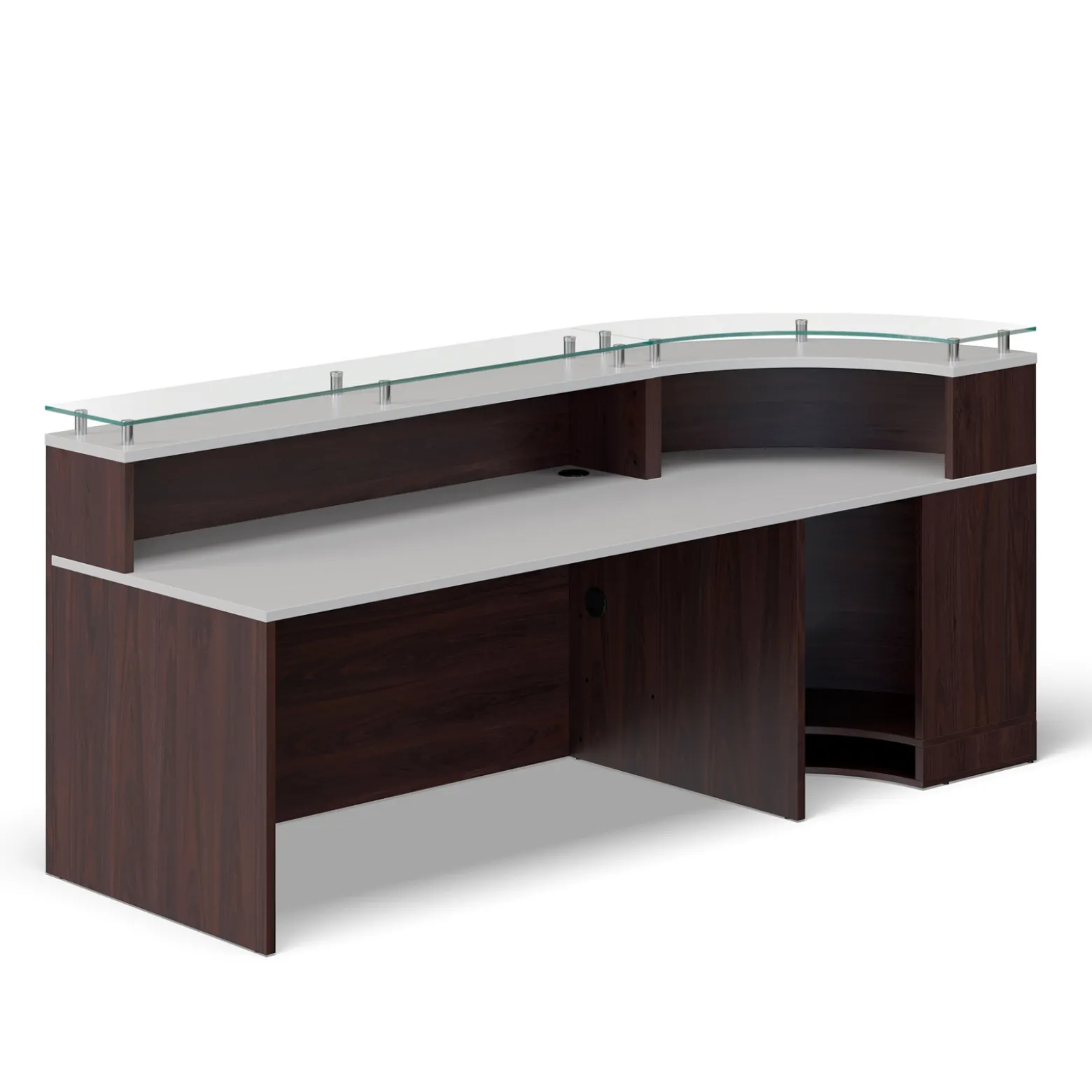 Esquire Curved Glass Top Reception Desk - 96"W x 31"D