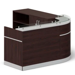 Esquire Curved Glass Top Reception Desk with Wardrobe and Bookcase - 63"W x 32"D