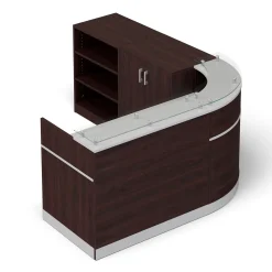 Esquire Curved Glass Top Reception Desk with Wardrobe and Bookcase - 63