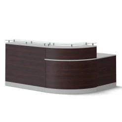 Esquire Glass Top Reception Desk with Reversible ADA Return - 79"W x 63"D