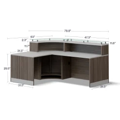 Esquire Glass Top Reception Desk with Reversible ADA Return - 79
