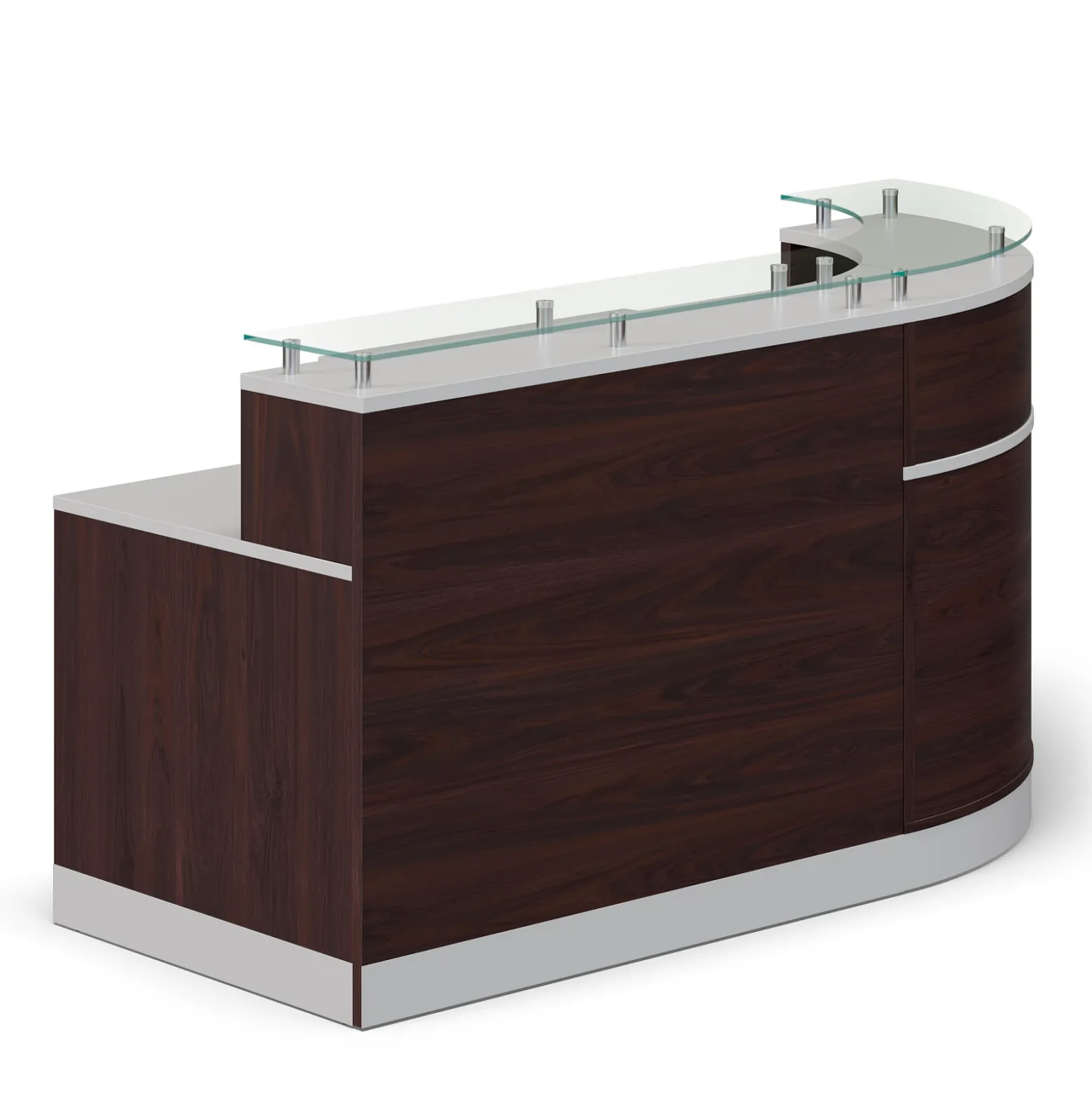 Esquire Glass Top Reception Desk with Reversible ADA Return - 79"W x 63"D