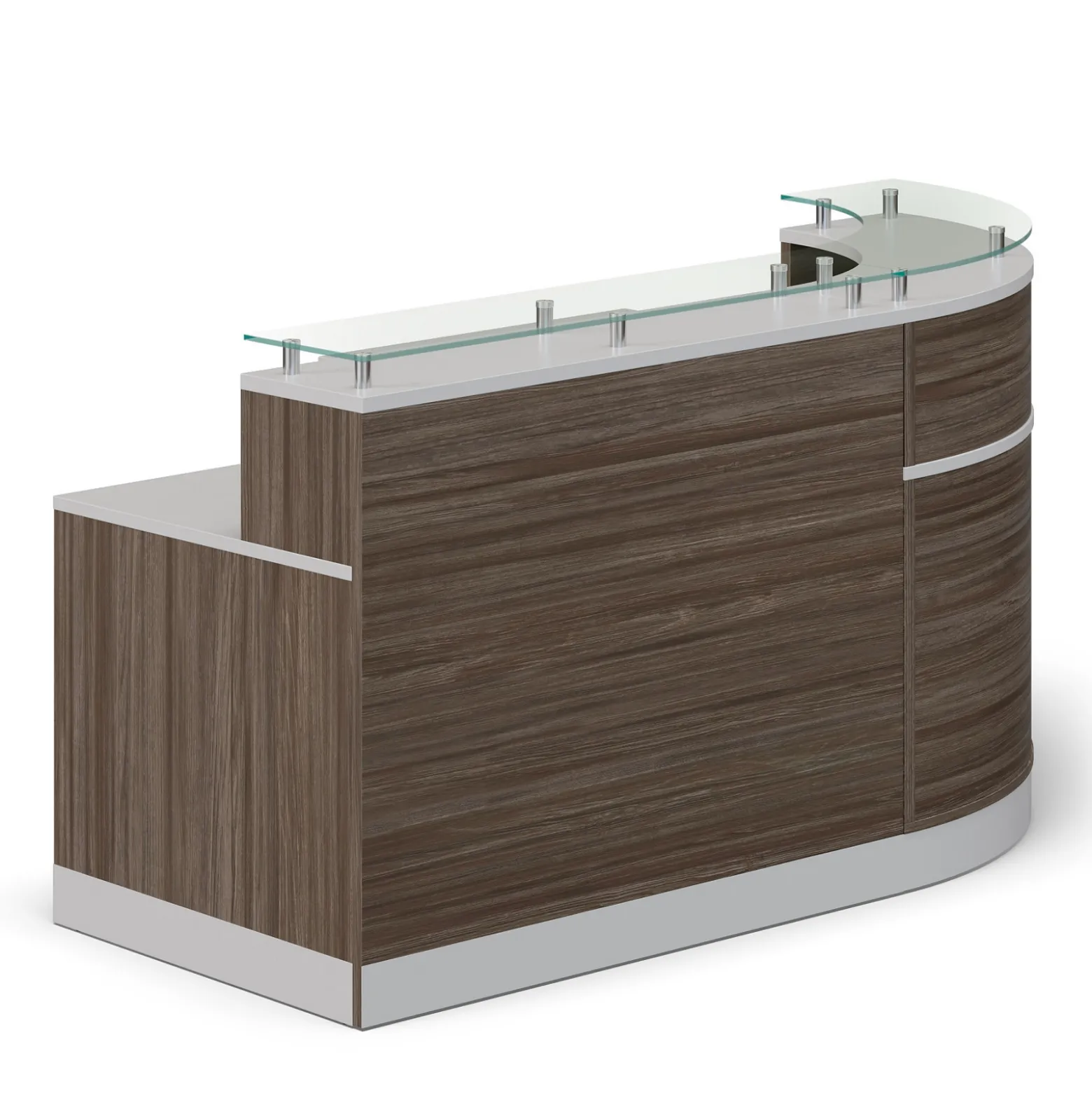 Esquire Glass Top Reception Desk with Reversible ADA Return - 79"W x 63"D