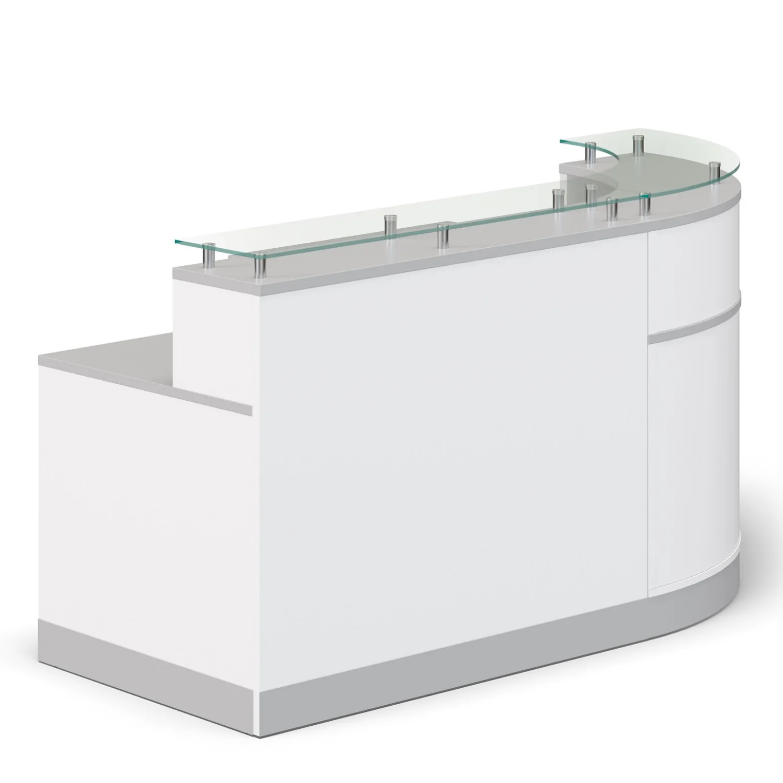 Esquire Glass Top Reception Desk with Reversible ADA Return - 79"W x 63"D