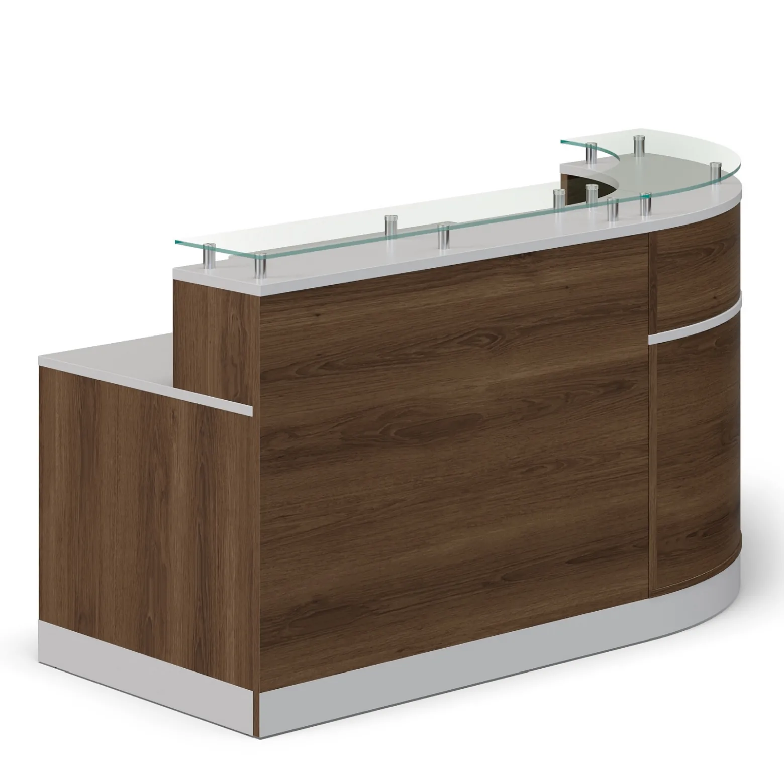 Esquire Glass Top Reception Desk with Reversible ADA Return - 79"W x 63"D