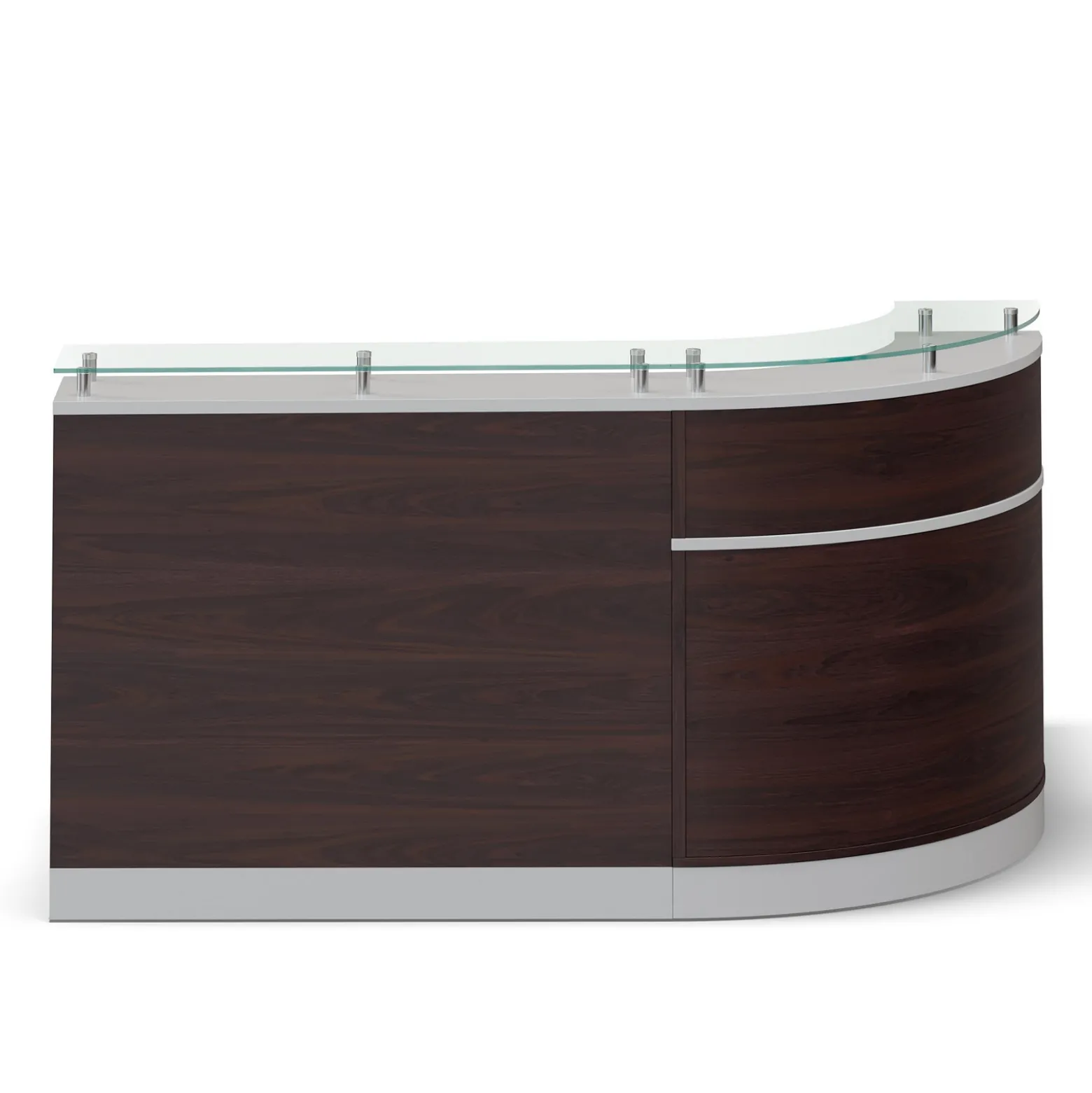 Esquire Glass Top Reception Desk with Reversible ADA Return - 79"W x 63"D