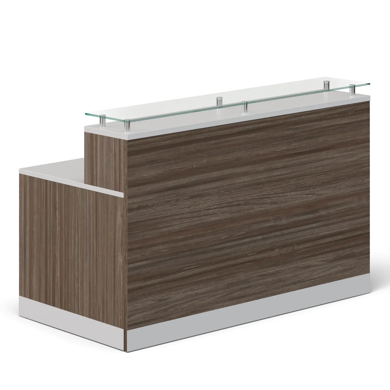 Esquire Glass Top Reception Desk - 63"W x 32"D