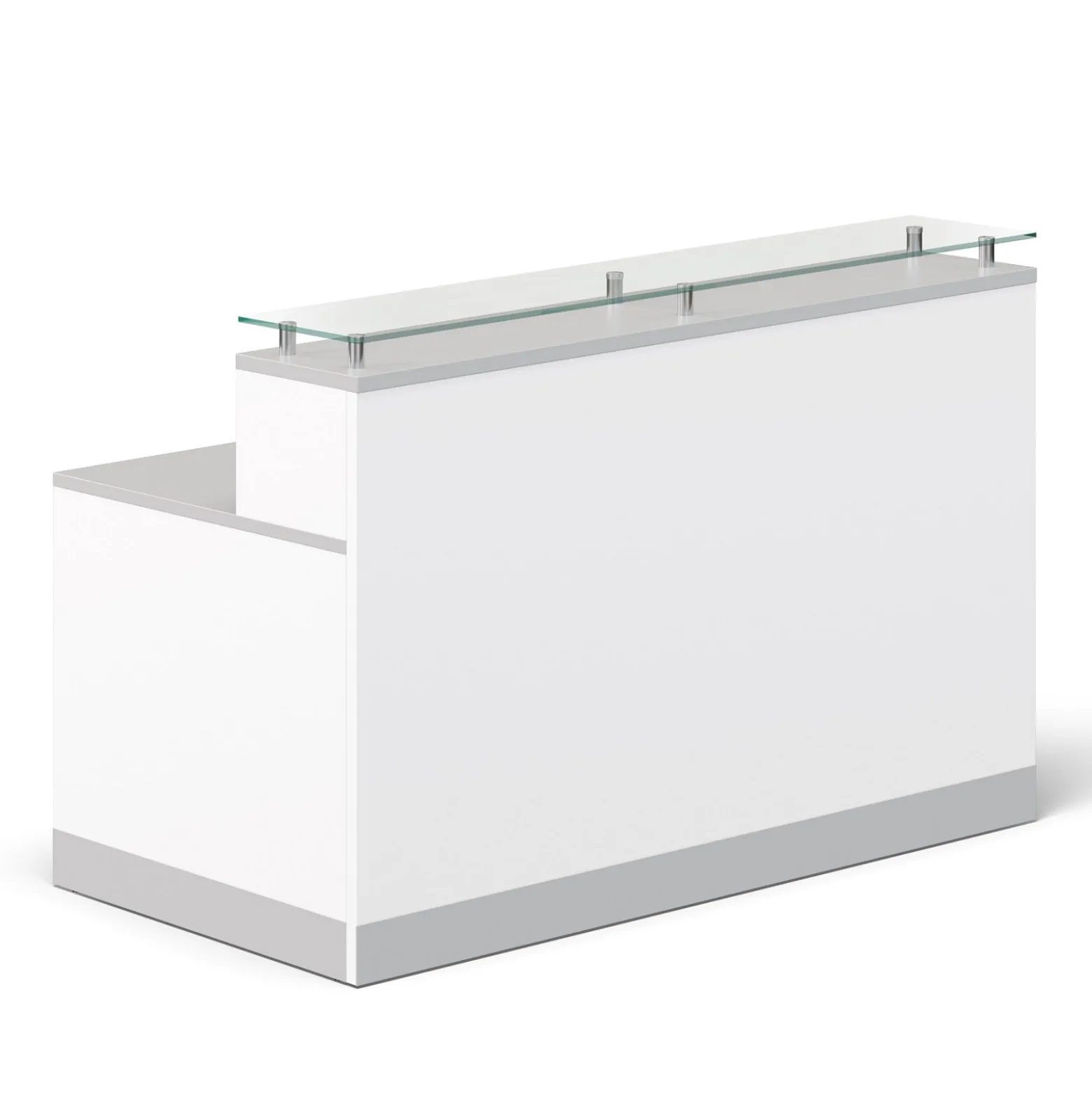 Esquire Glass Top Reception Desk - 63"W x 32"D
