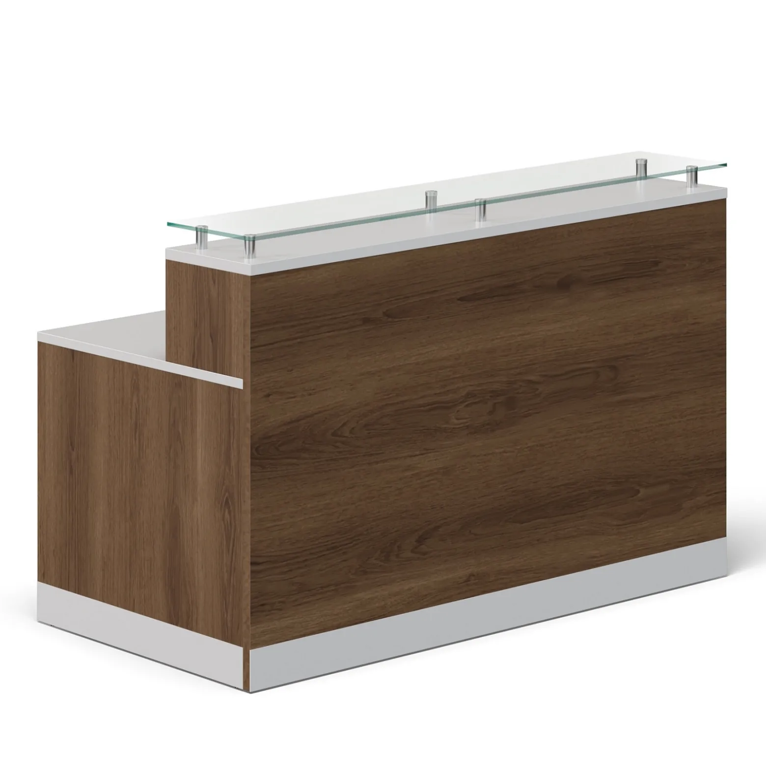 Esquire Glass Top Reception Desk - 63"W x 32"D