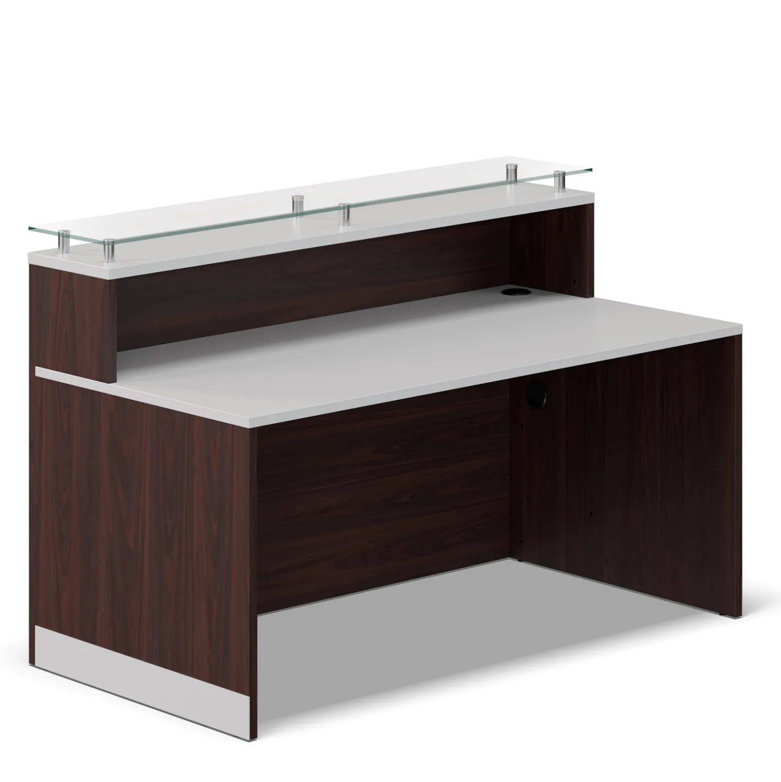 Esquire Glass Top Reception Desk - 63"W x 32"D
