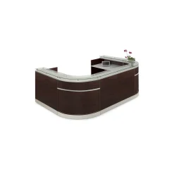 Esquire U-Shaped Glass Top Reception Desk - 126"W x 79"D