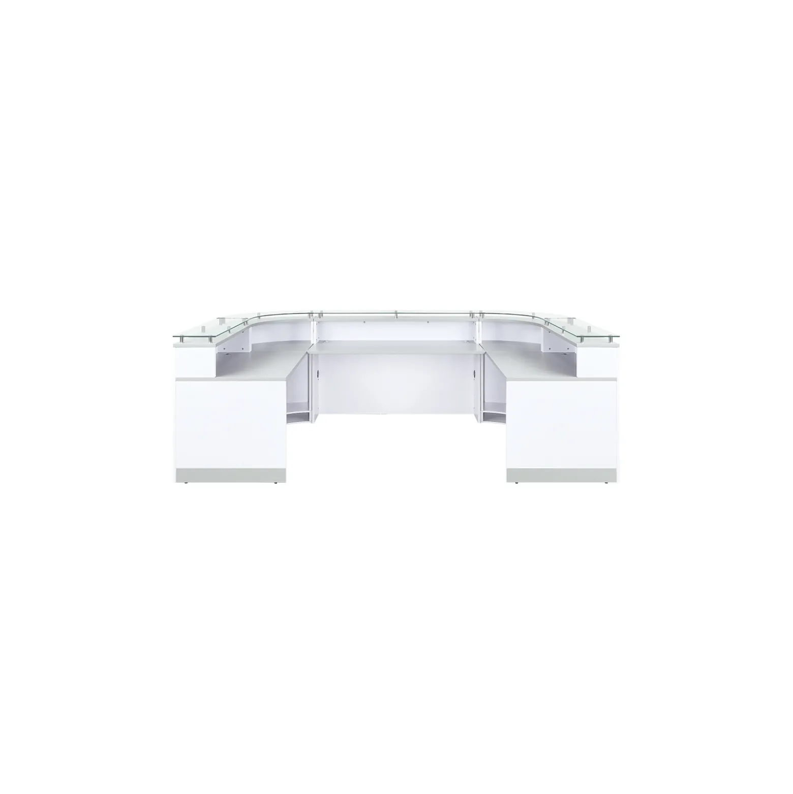 Esquire U-Shaped Glass Top Reception Desk - 126"W x 79"D