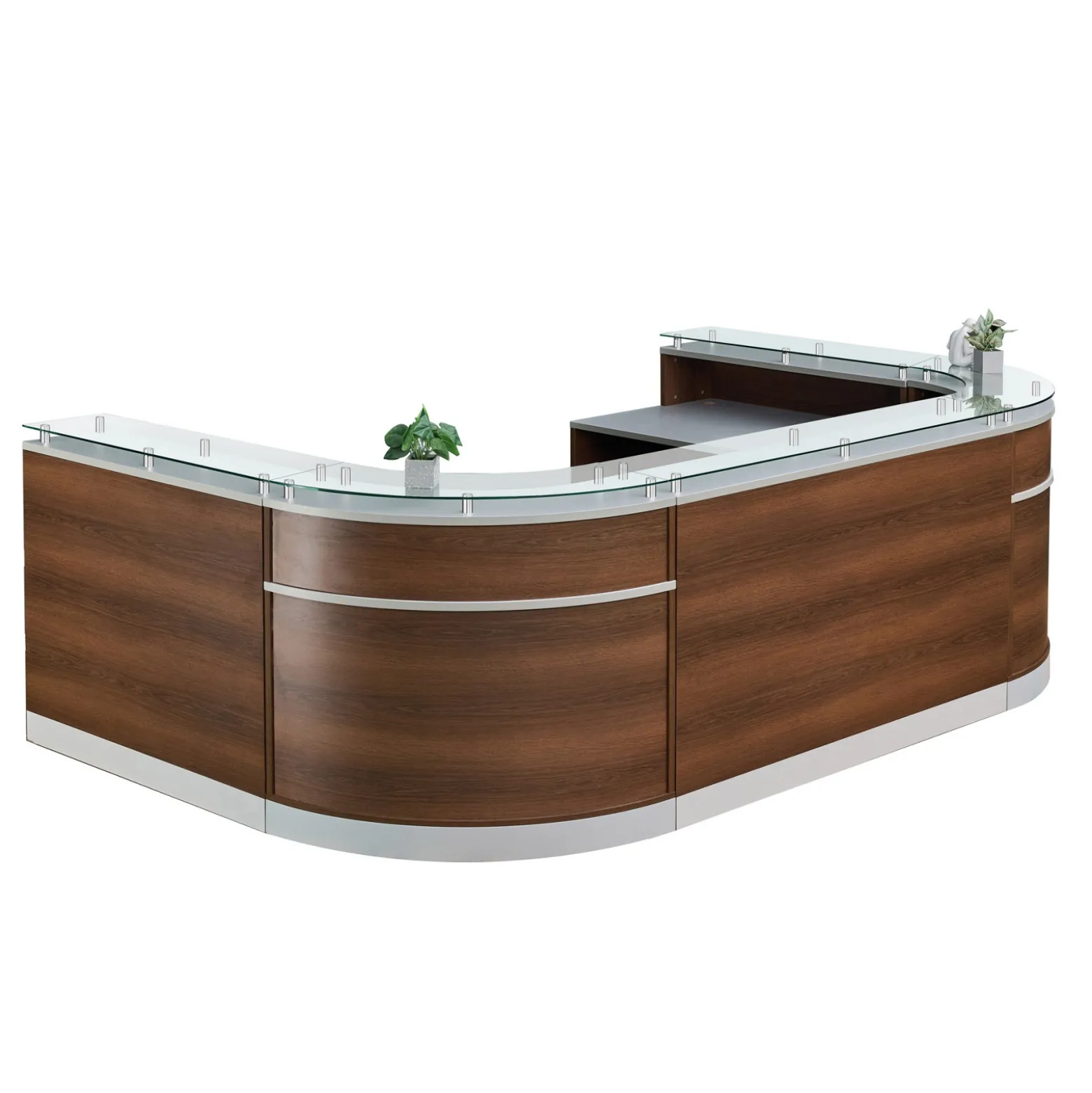 Esquire U-Shaped Glass Top Reception Desk - 126"W x 79"D