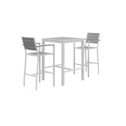 Eveleen Outdoor Bar Height Bistro Table with Two Stools - 30"Wx30"D