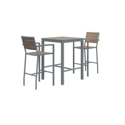 Eveleen Outdoor Bar Height Bistro Table with Two Stools - 30
