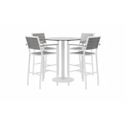 Eveleen Outdoor Bar Height Table with Four Stools - 36