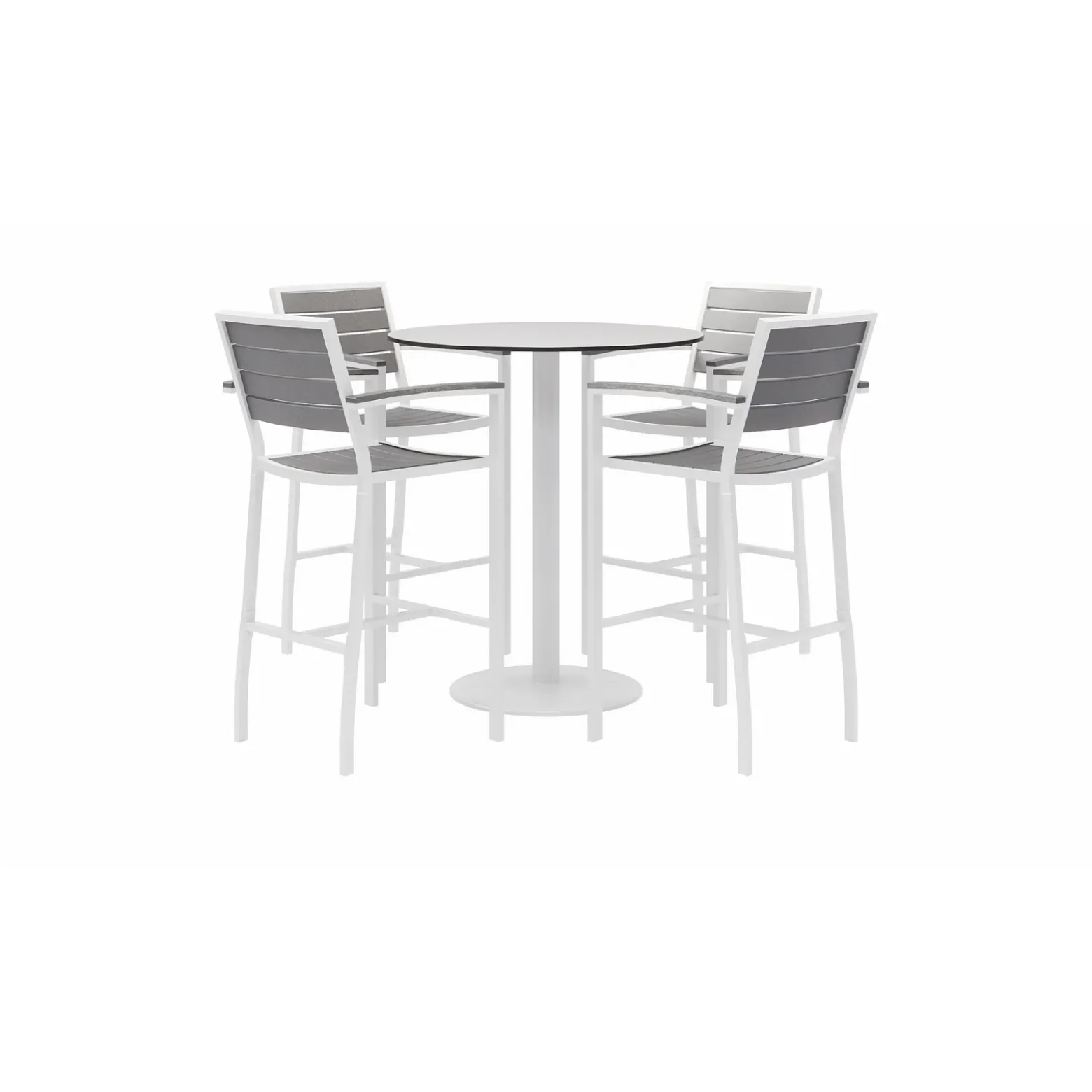 Eveleen Outdoor Bar Height Table with Four Stools - 36"DIA