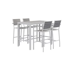 Eveleen Outdoor Bar Height Table with Four Stools - 23"W x 55"D