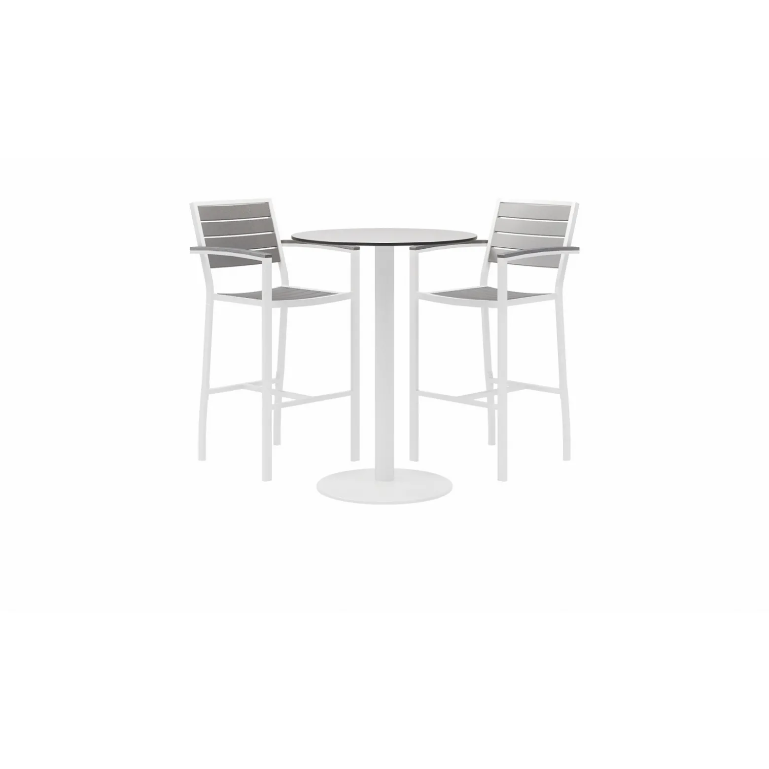 Eveleen Outdoor Bar Height Bistro Table with Two Stools - 30"DIA