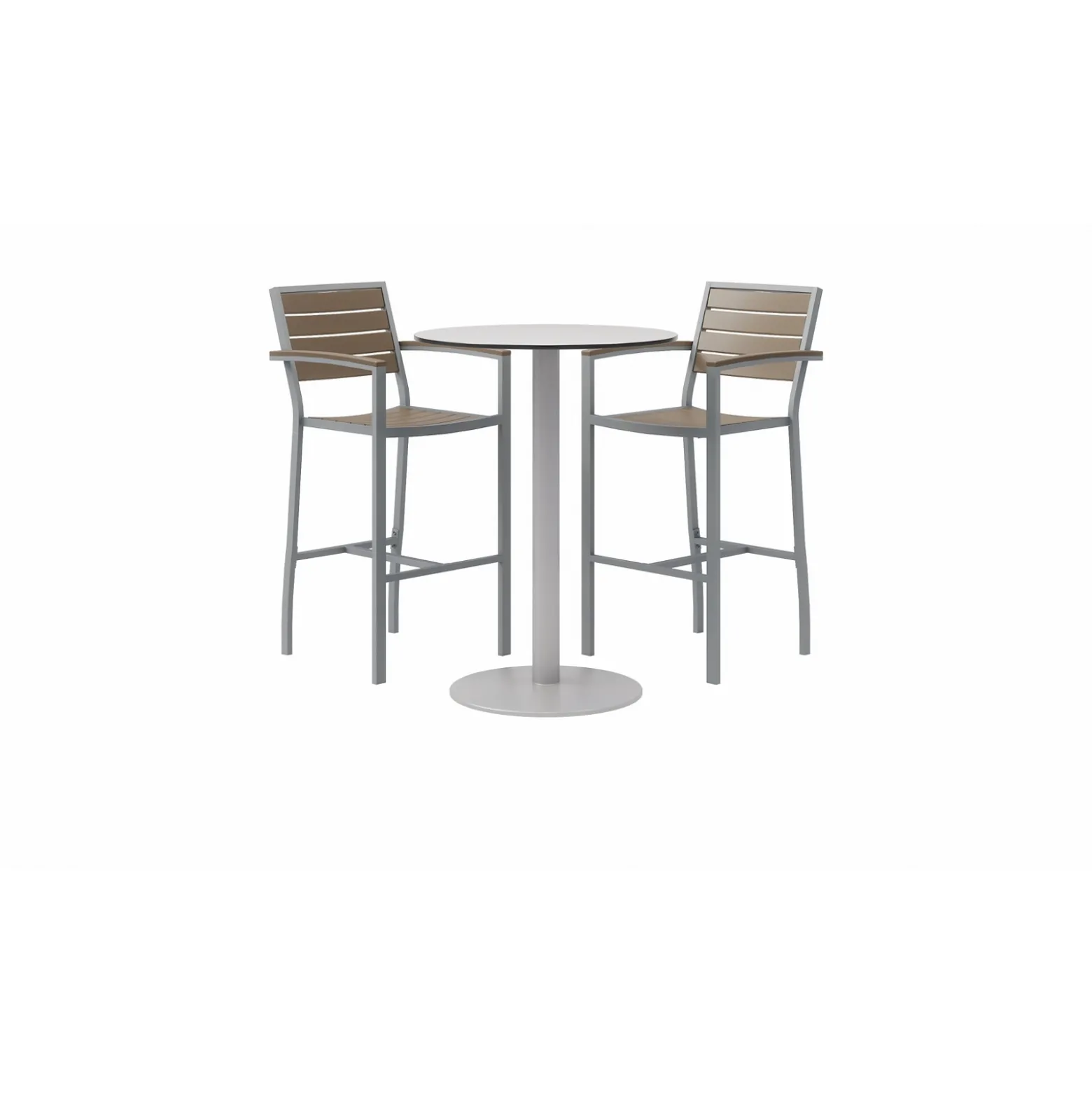 Eveleen Outdoor Bar Height Bistro Table with Two Stools - 30"DIA