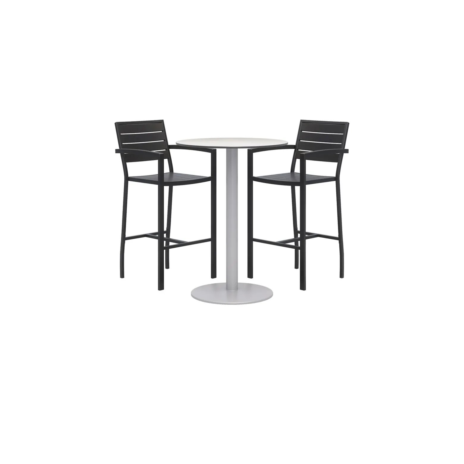 Eveleen Outdoor Bar Height Bistro Table with Two Stools - 30"DIA