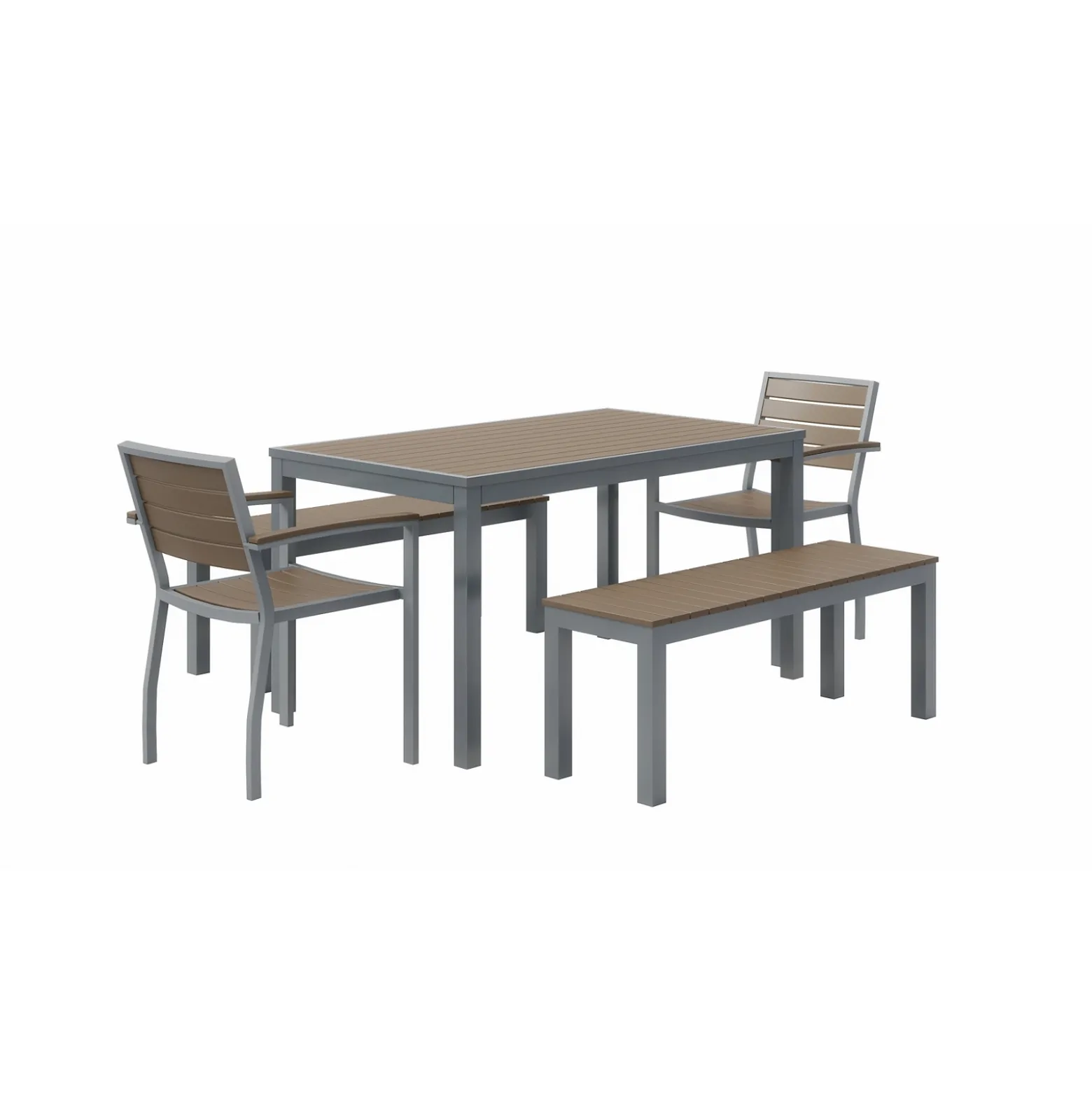 Eveleen Outdoor Patio Table Set with Two Chairs & Two Benches