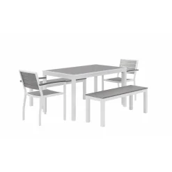 Eveleen Outdoor Patio Table Set with Two Chairs & Two Benches