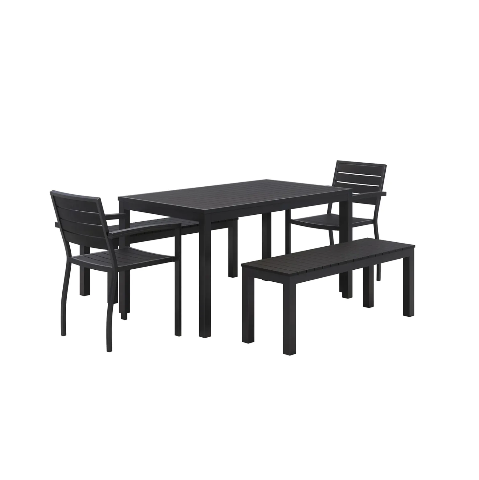 Eveleen Outdoor Patio Table Set with Two Chairs & Two Benches
