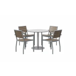 Eveleen Outdoor Round Table with Four Chairs - 36