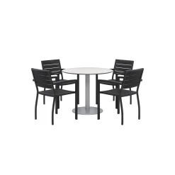Eveleen Outdoor Round Table with Four Chairs - 36