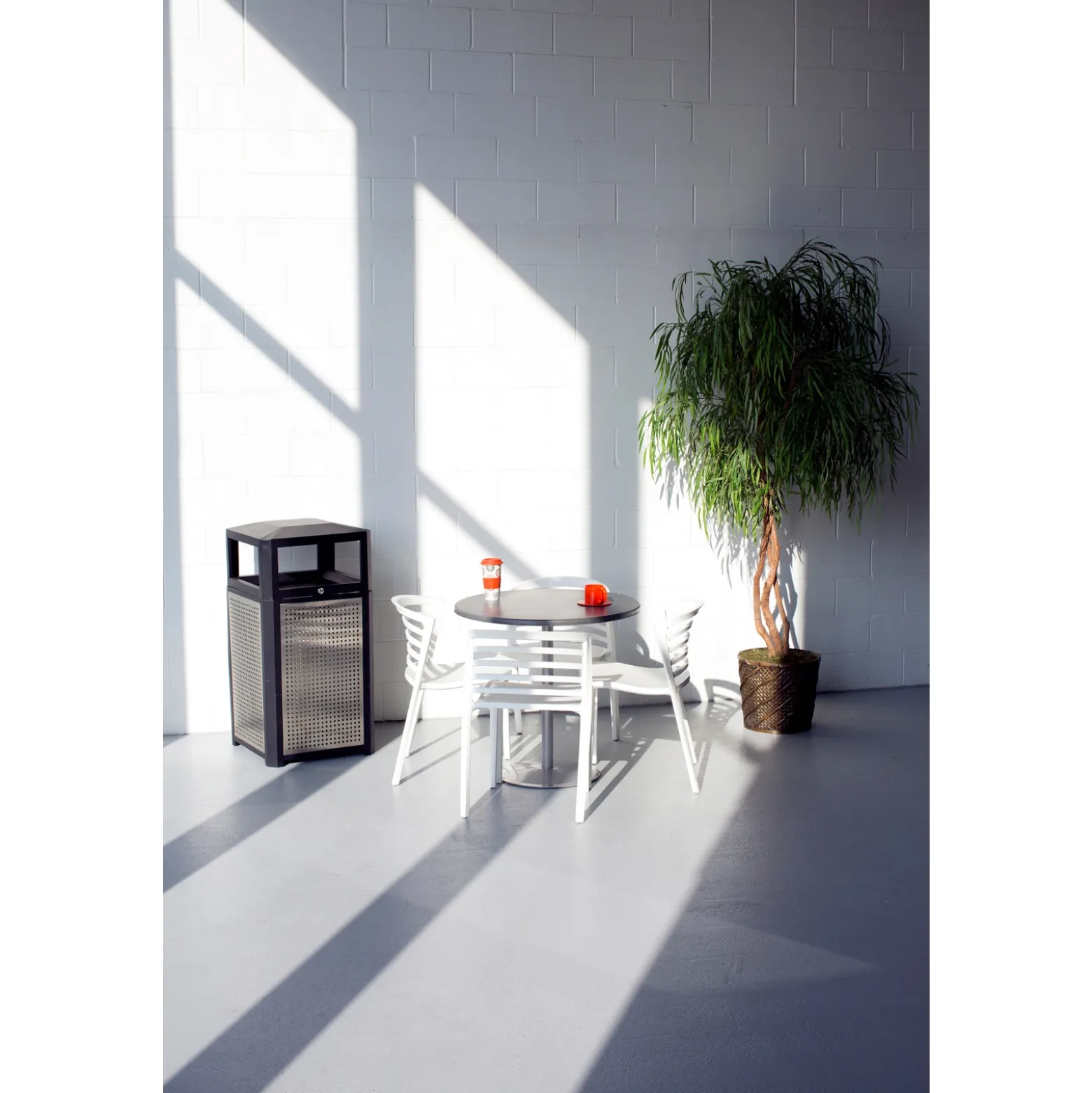 Evos™ Series Steel All Weather Trash Receptacle,- 38 Gallon