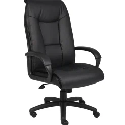Executive High Back Leather Chair with Padded Arms and Adjustable Seat