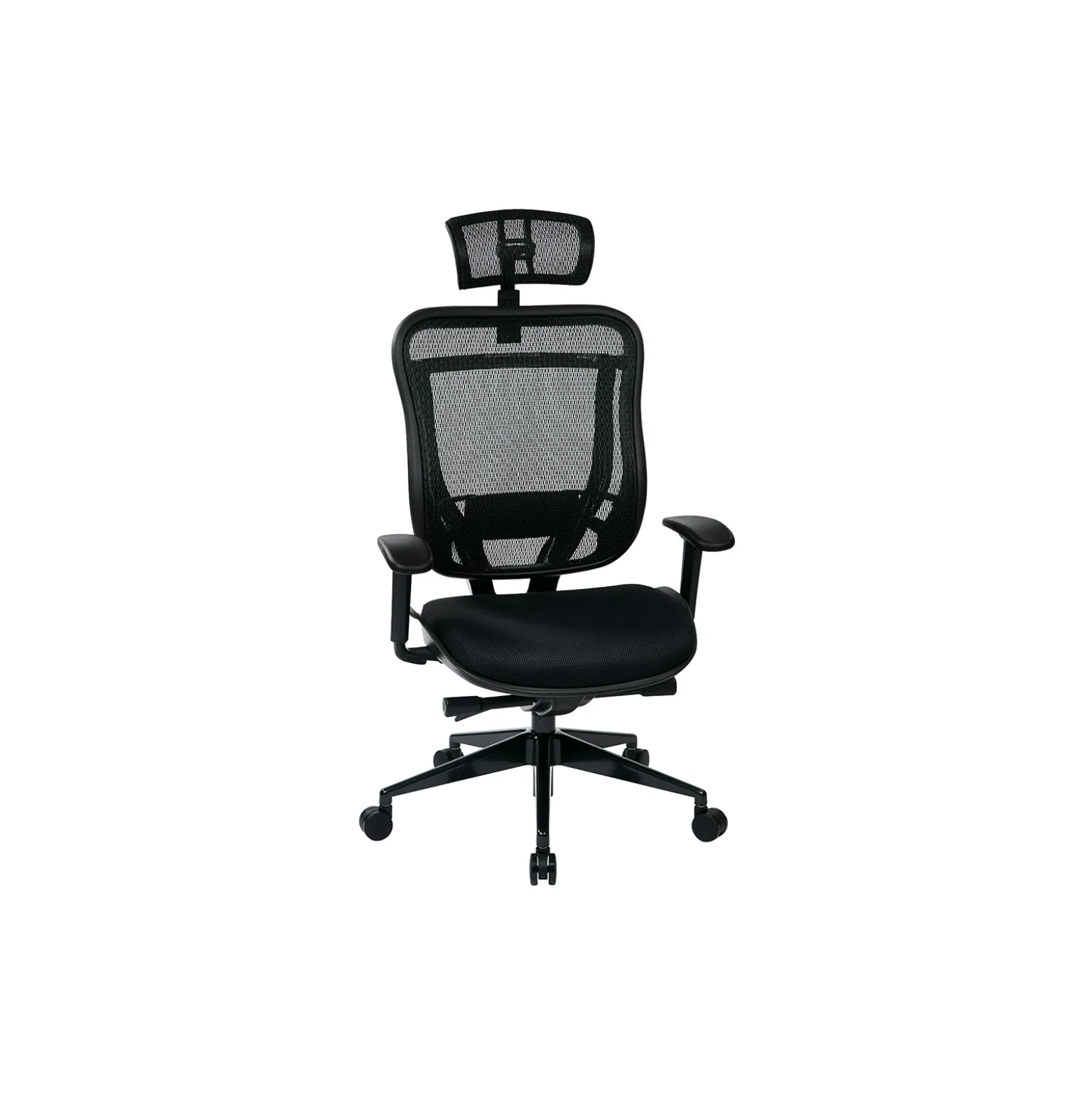 Executive High Back w/Headrest-Mesh Back & Upholstered Seat/Gunmetal Frame