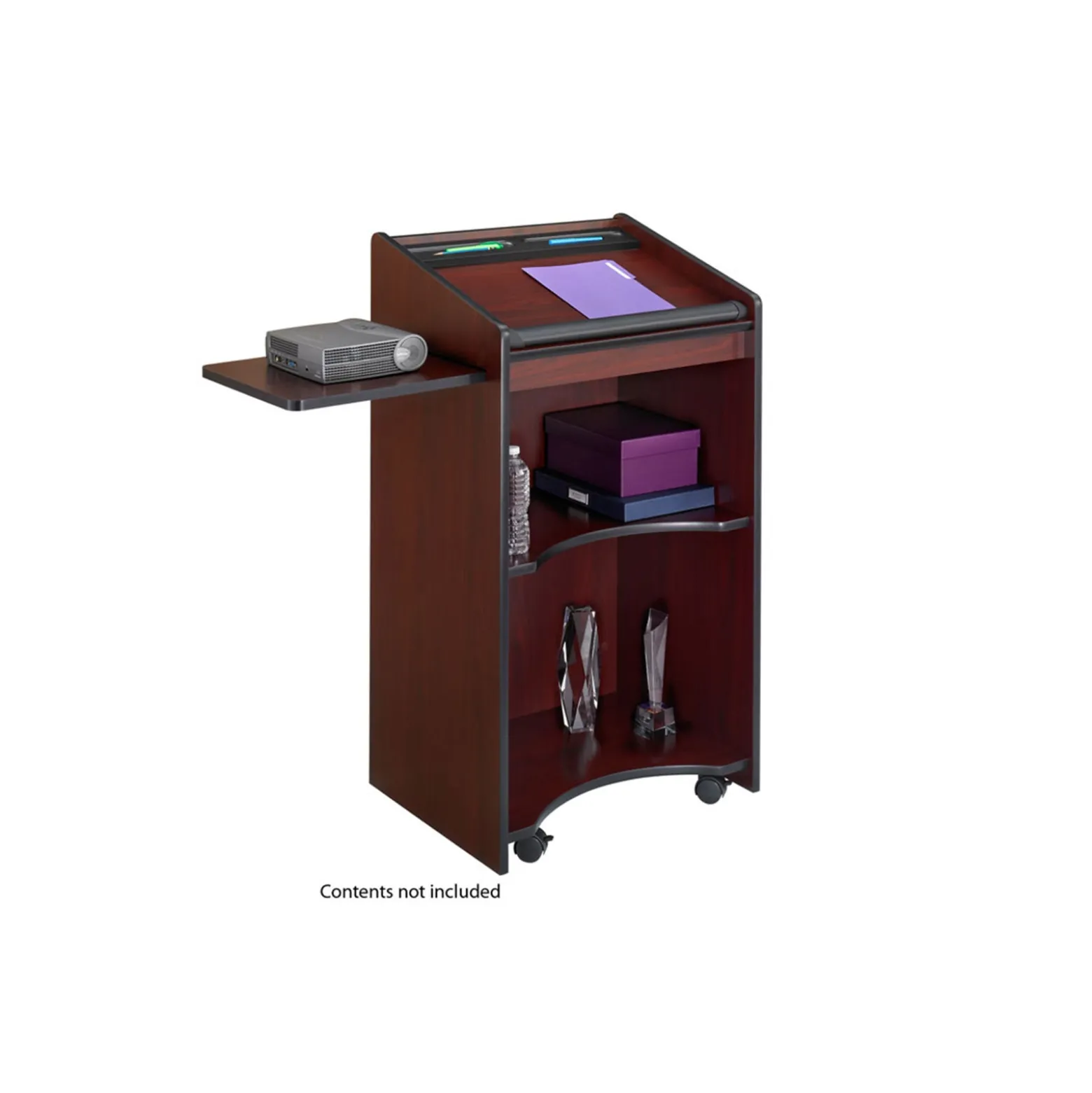 Executive Mobile Lectern with Side Shelf