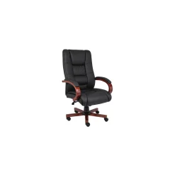 Executive Seating High Back Vinyl Adjustable Office Chair with Padded Hardwood Armrest