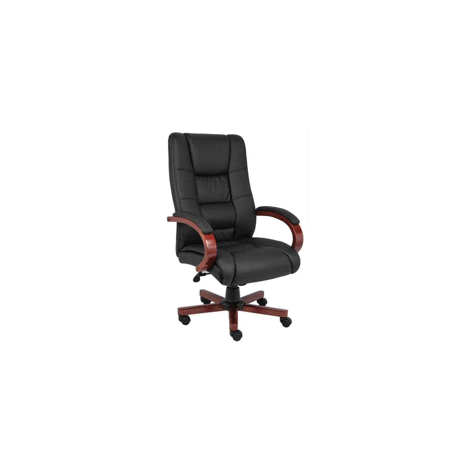 Executive Seating High Back Vinyl Adjustable Office Chair with Padded Hardwood Armrest