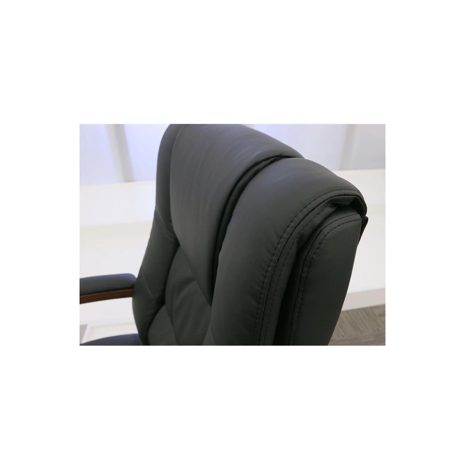 Executive Seating High Back Vinyl Adjustable Office Chair with Padded Hardwood Armrest