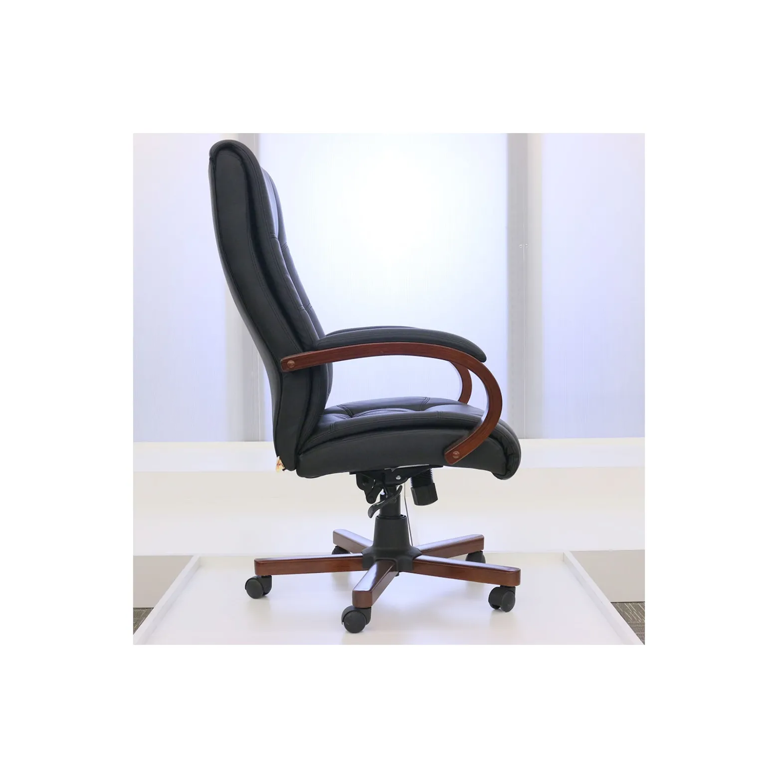 Executive Seating High Back Vinyl Adjustable Office Chair with Padded Hardwood Armrest