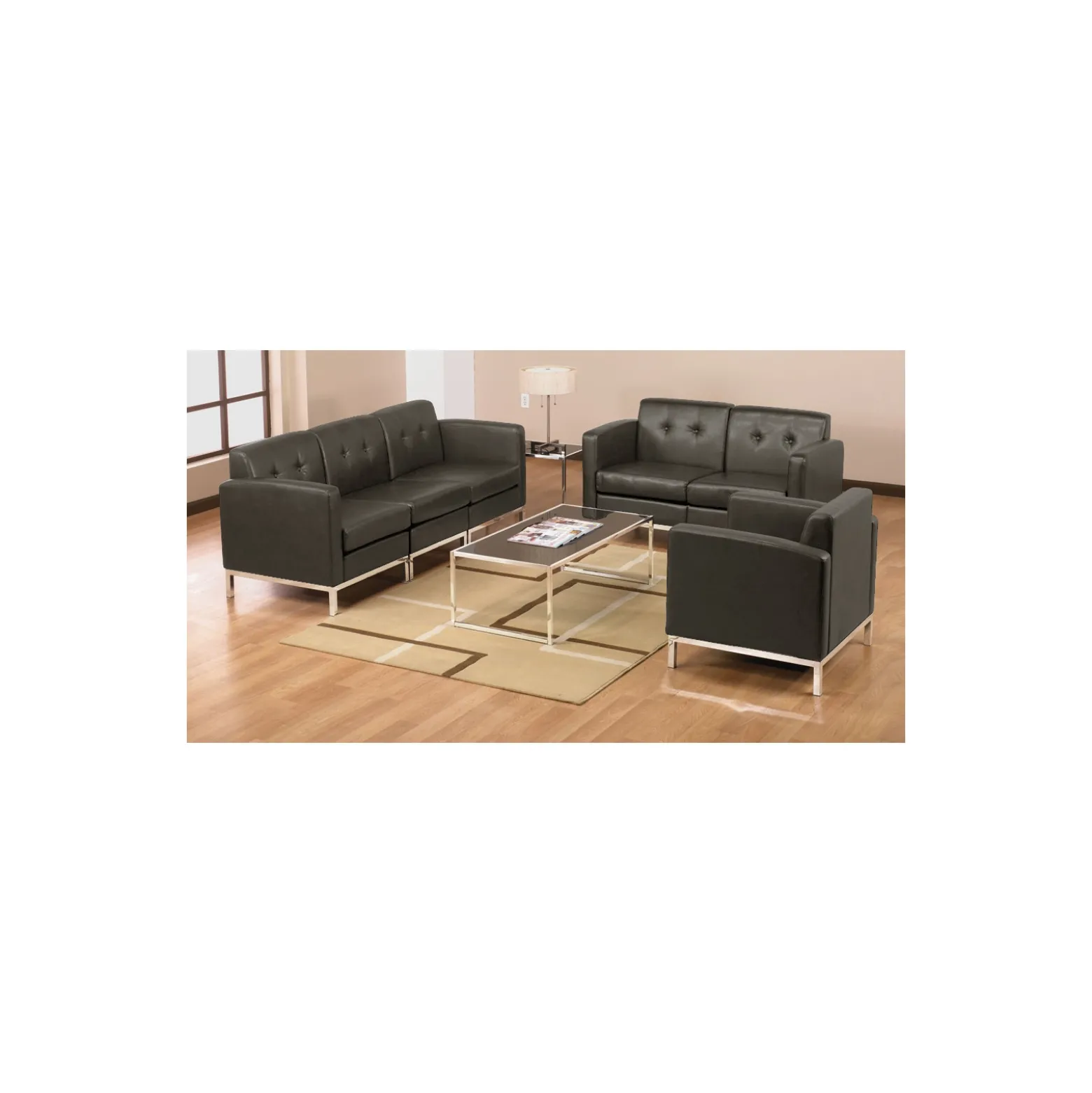 Faux Leather Modern Reception Set