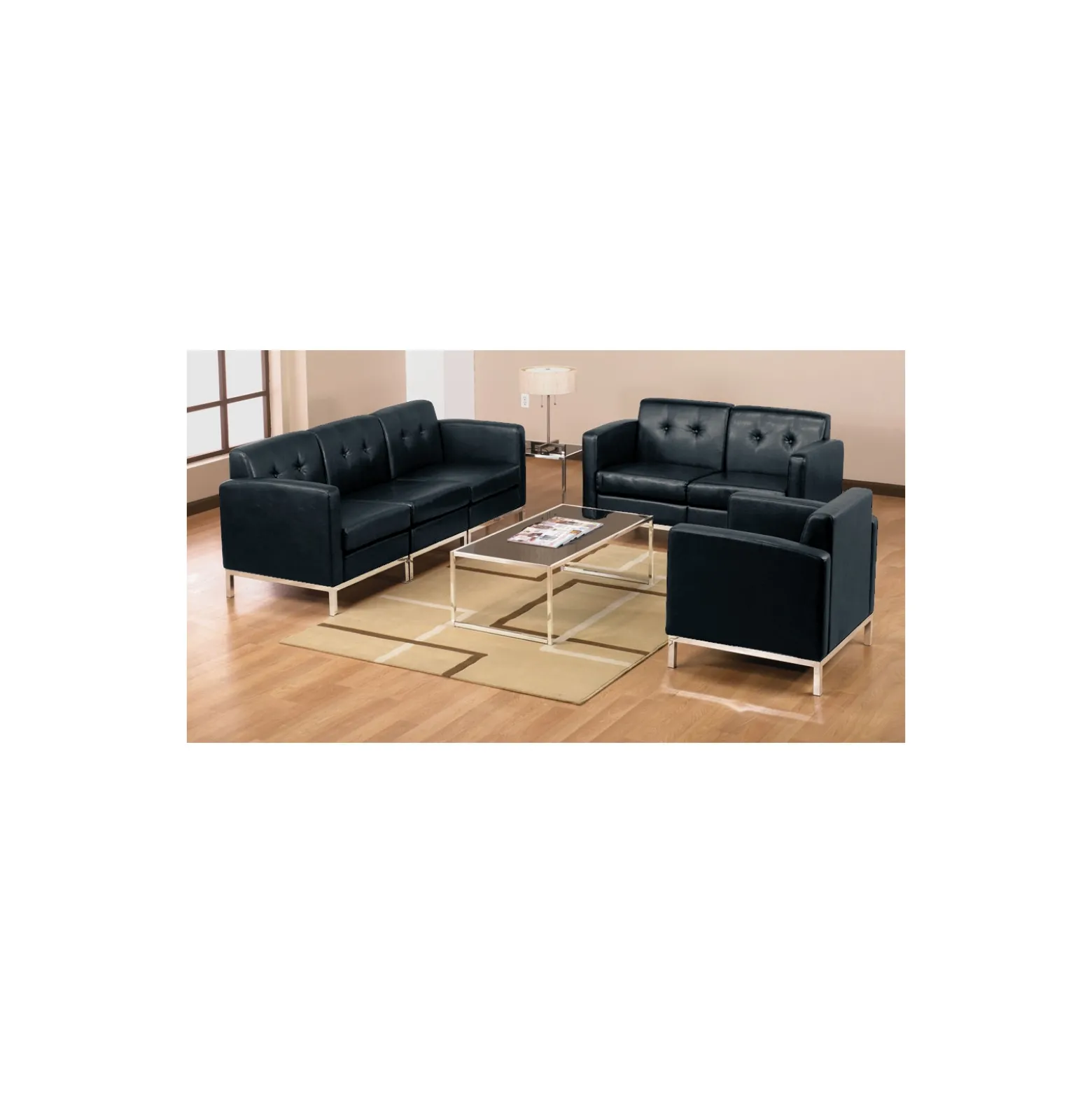 Faux Leather Modern Reception Set