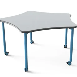 Five-Point Star Table with Casters - 48" Diameter
