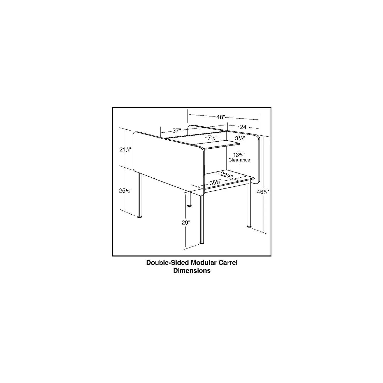 Fixed Height Two-Sided Carrel- Starter