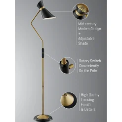 Floor Lamp, Antique Brass - 60.5