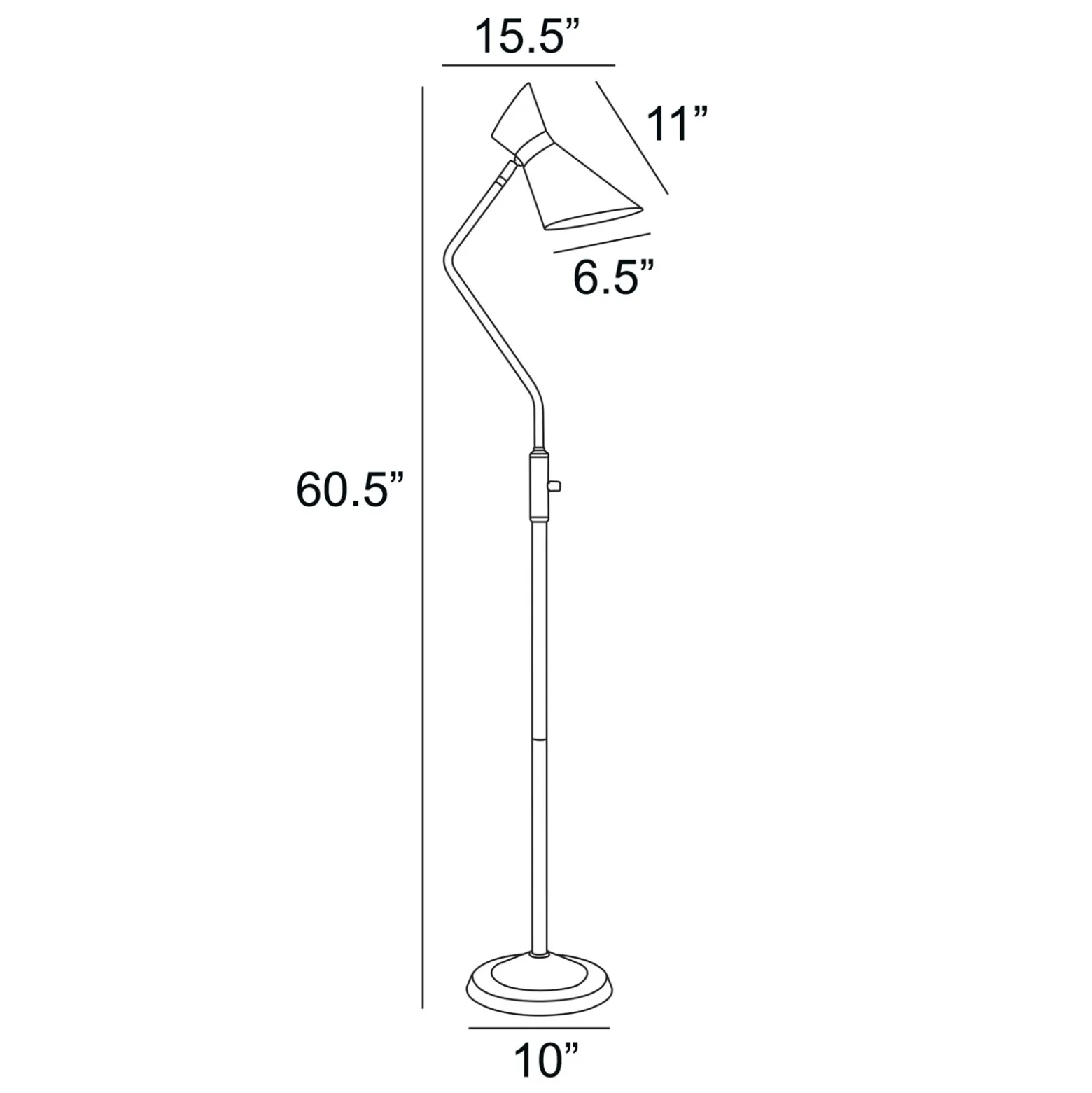 Floor Lamp, Antique Brass - 60.5"H
