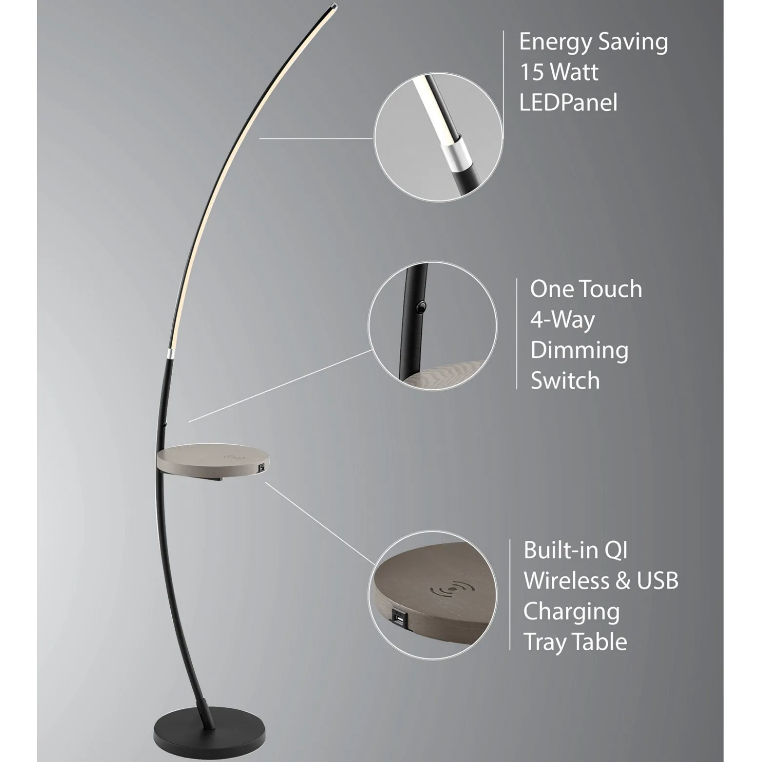 Floor Lamp w/ Charging Rest - 67.5"H