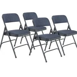 Folding Chair with Double Hinged Fabric Seat & Back - 4 Pack
